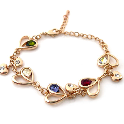 Rose Gold Heart Rhinestone Bracelet