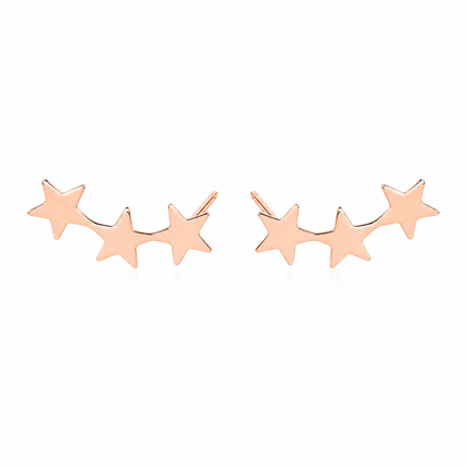 14k Rose Gold Filled Star Trio Ear Climbers