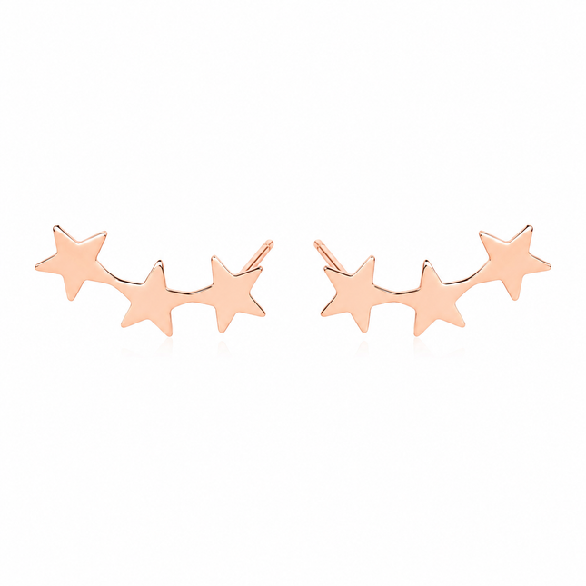 14k Rose Gold Filled Star Trio Ear Climbers