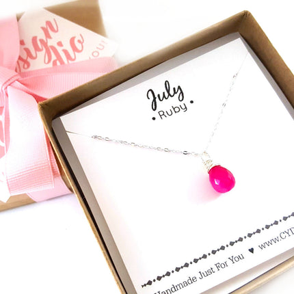 Ruby - July Birthstone - Sterling Silver Necklace