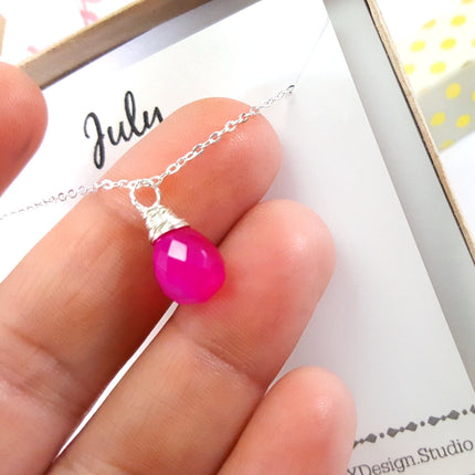 Ruby - July Birthstone - Sterling Silver Necklace