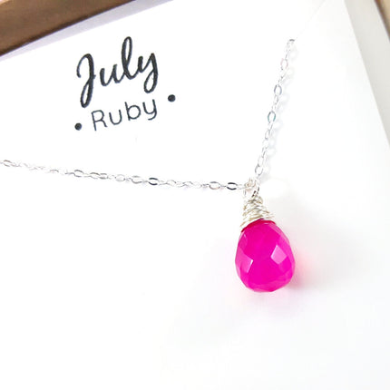 Ruby - July Birthstone - Sterling Silver Necklace