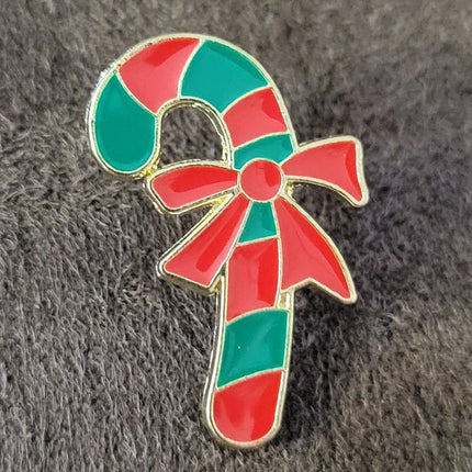 Candy Cane Enamel Pin – Christmas Holiday Santa Accessory