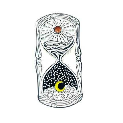 Day & Night Hourglass Enamel Pin – Sun and Moon Time Pin