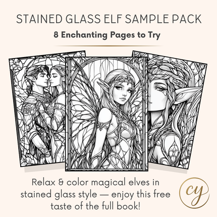 Stained Glass Elf Coloring Pages – Free 8 Page Sample Pack