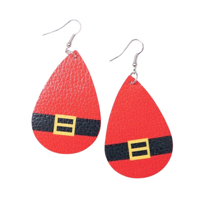 Santa Belt Leather Earrings – Lightweight with Sterling Silver Ear Wires