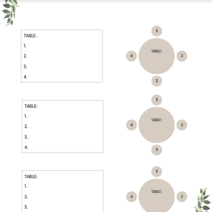 80 Page Wedding Seating Chart Template – Editable Canva Planner