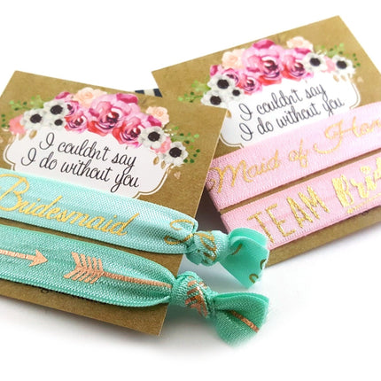 Bridesmaid or Maid of Honor Hair Ties Set - Wedding Party Gift