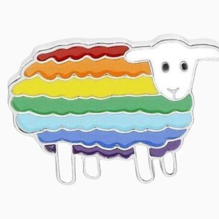 Rainbow Sheep Enamel Pin – Knitting & Crochet Pride Accessory