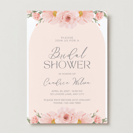 Editable Bridal Shower Invitation - Blush Floral Bridal Invite