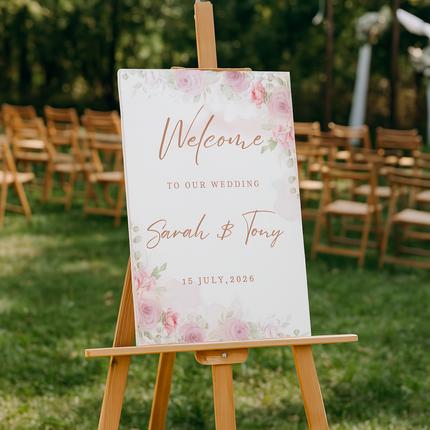 Editable Wedding Welcome Sign – Floral Canva Template | Instant Download