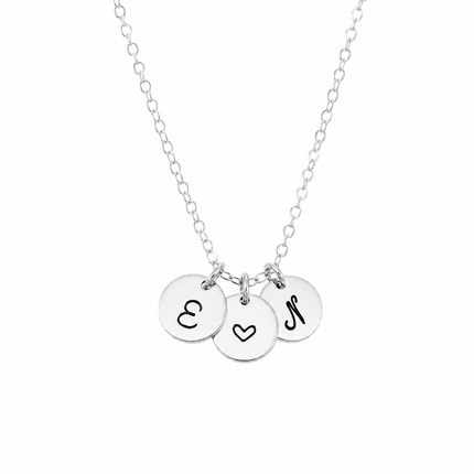 Lovers Initial Disc Necklace - Sterling Silver