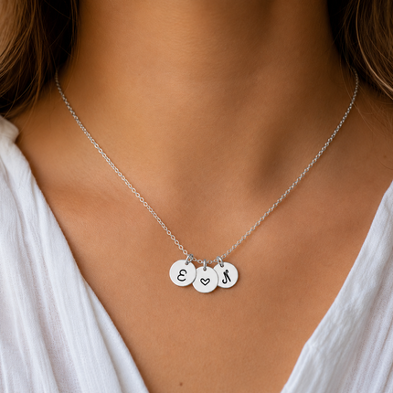 Lovers Initial Disc Necklace - Sterling Silver