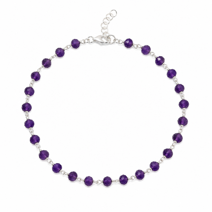 Amethyst Gemstone Sterling Silver Layering Bracelet
