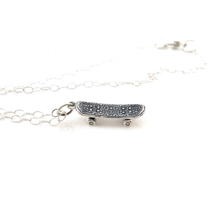 Skateboard Charm Sterling Silver Necklace