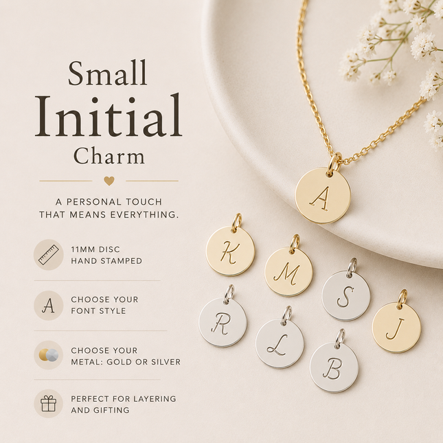 Small Initial Charm – Personalized Gold or Silver Disc Add On