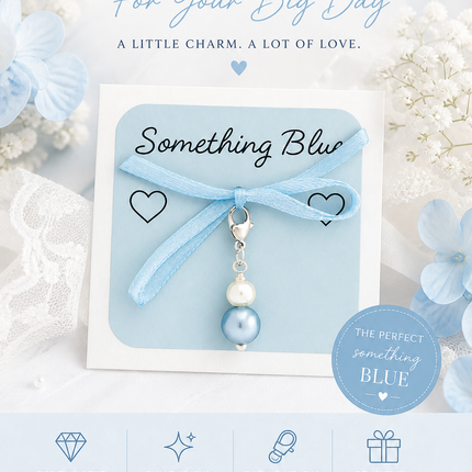 Something Blue Bridal Charm – Freshwater Pearl & Swarovski Clip-On