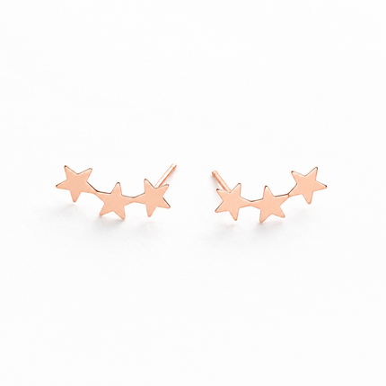 14k Rose Gold Filled Star Trio Ear Climbers
