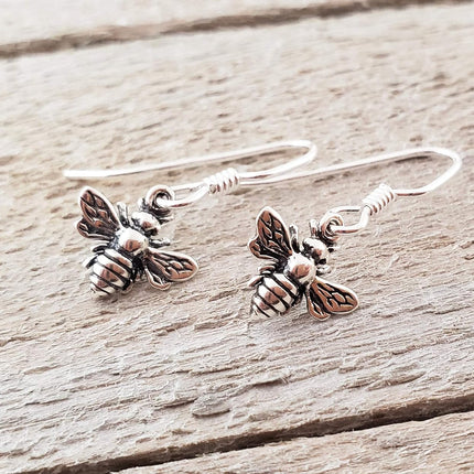 Sterling Silver Bee Dangle Earrings