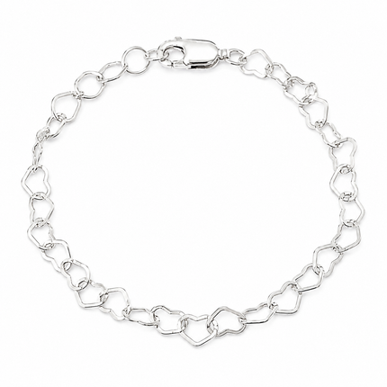Dainty Sterling Silver Heart Chain Bracelet – Minimalist Jewelry