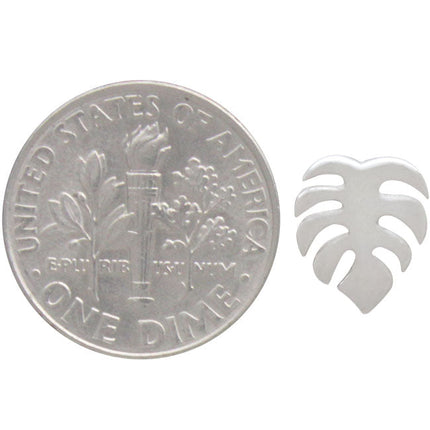 Sterling Silver Monstera Stud Earrings 10x8mm