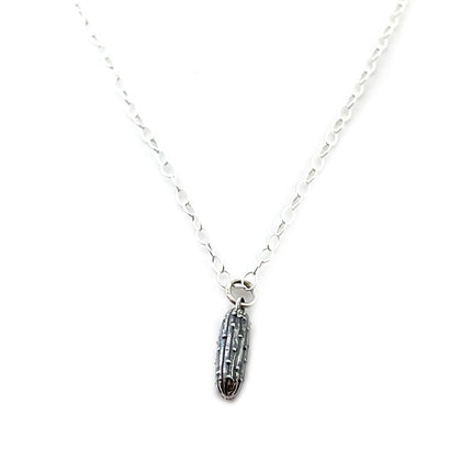 Pickle Charm Necklace - Sterling Silver Jewelry - Handmade Jewelry - Gift for Her
