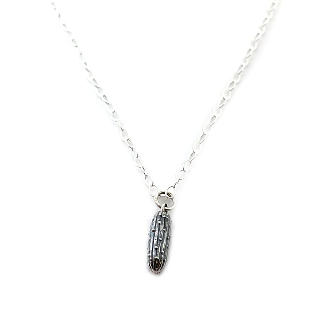 Pickle Charm Necklace - Sterling Silver Jewelry - Handmade Jewelry - Gift for Her