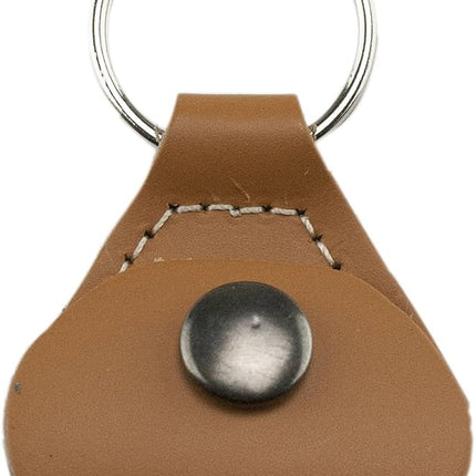 Leather Guitar Pick Holder Keychain – Snap Case for Picks – Black, Brown, Tan or White – Gift for Guitar Player