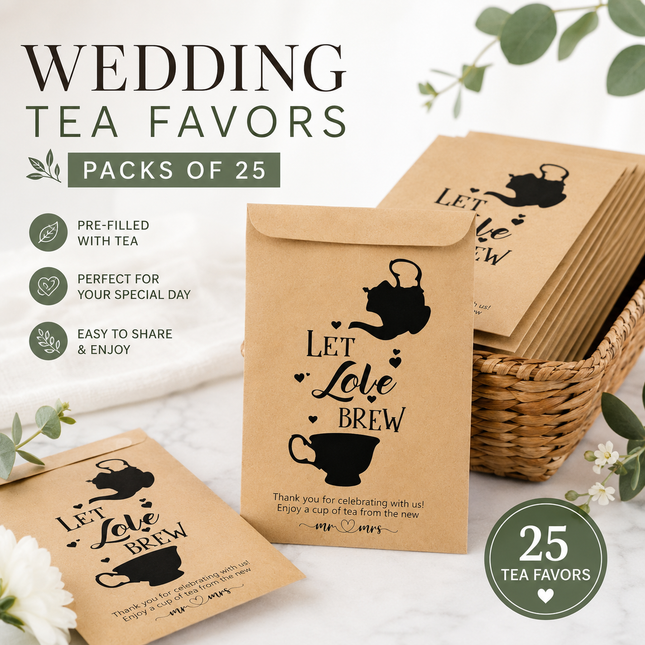Let Love Brew Tea Favors (25 Pack)