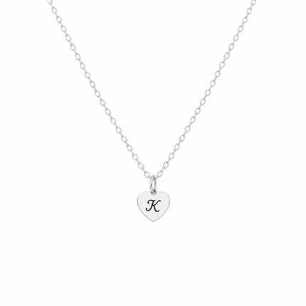 Personalized Sterling Silver Heart Flower Girl Necklace