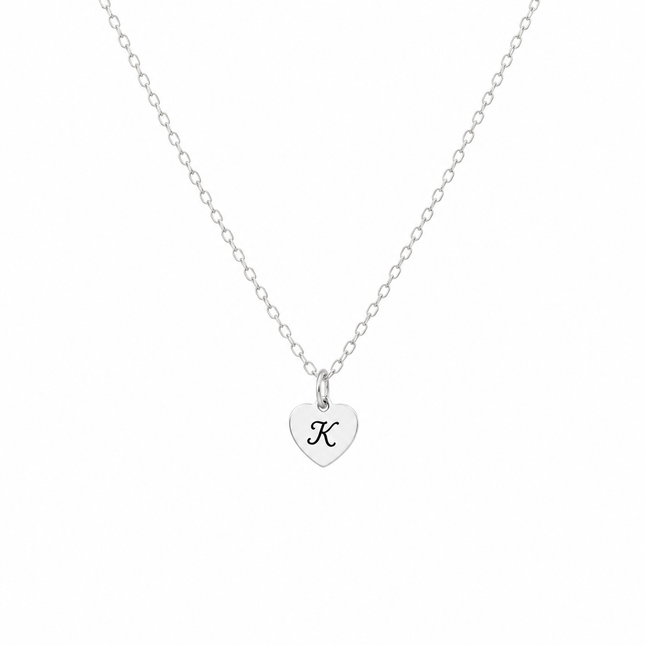 Personalized Sterling Silver Heart Flower Girl Necklace