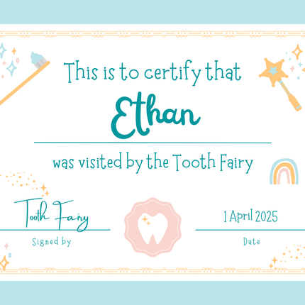 Editable Tooth Fairy Certificate Template – Printable Canva Design for Kids