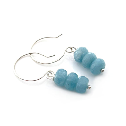 Sky Blue Jade Gemstone Sterling Earrings