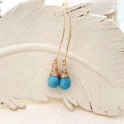 Turquoise Drop 14k Gold Filled Earrings