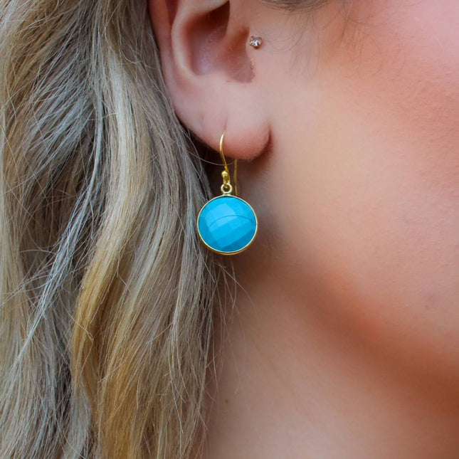 Vermeil Turquoise Faceted Drop Earrings