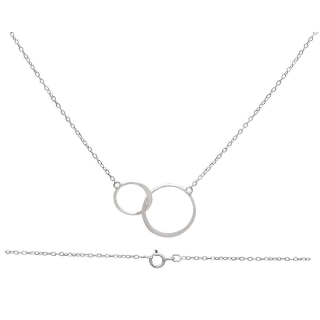 Two Circle Interlocking Link Sterling Silver Necklace - Mother and Child Jewelry