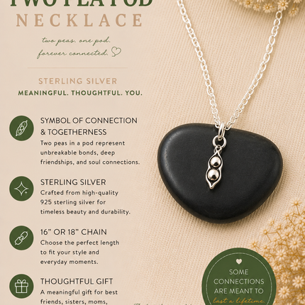 Two Pea Pod Necklace - Sterling Silver Jewelry