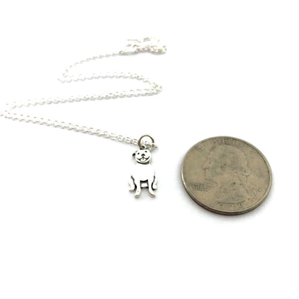 Pit Bull Charm Necklace - Sterling Silver Jewelry