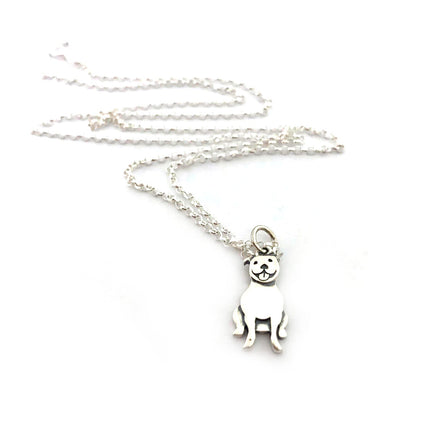 Pit Bull Charm Necklace - Sterling Silver Jewelry