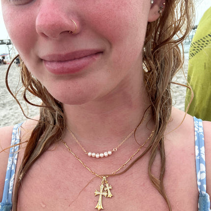 Freshwater Pearl Bar Necklace, 14k Gold Filled - As Seen in Tough Apparel Commercial
