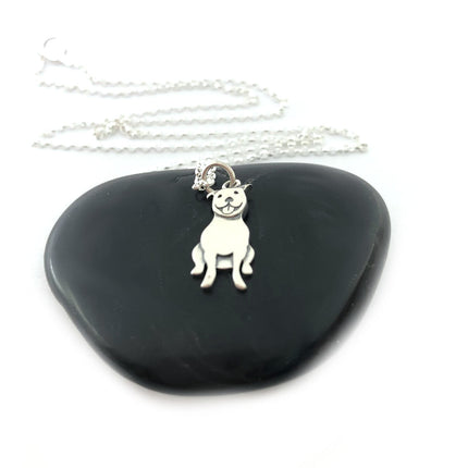 Pit Bull Charm Necklace - Sterling Silver Jewelry