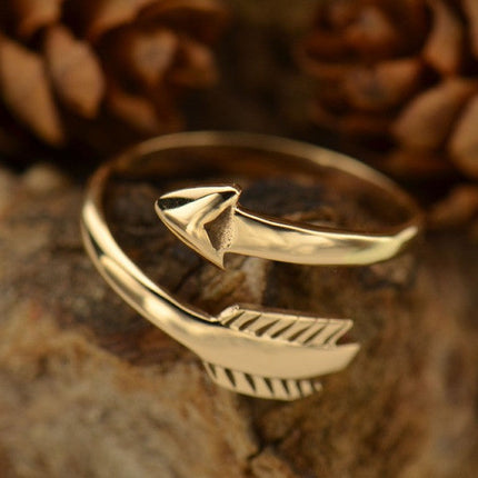 Adjustable Natural Bronze Arrow Ring