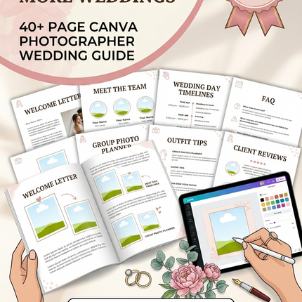 Editable Photographer Wedding Guide Template – 40+ Page Canva Magazine for Client Welcome & Info