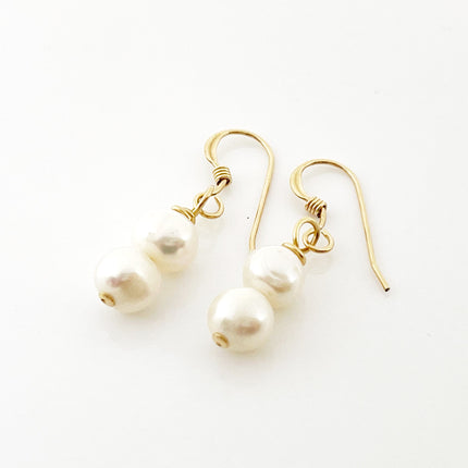 Double Pearl Drop Earrings