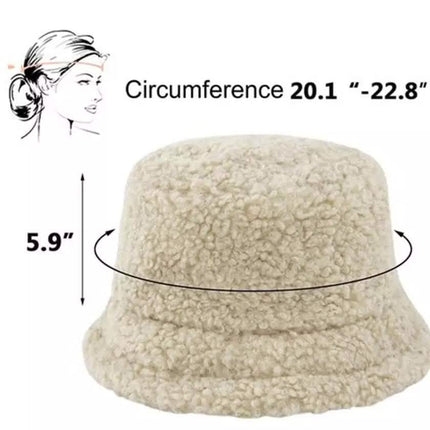 Winter Bucket Hat Women Warm Hats Vintage Faux Fur Fisherman Cap