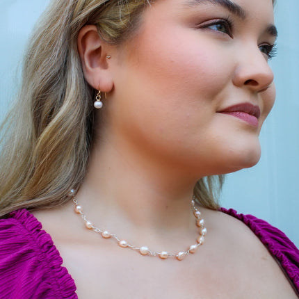 Ivory Freshwater Pearl Wire Wrapped Necklace