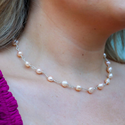 Ivory Freshwater Pearl Wire Wrapped Necklace