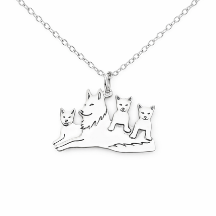 Mama Wolf Necklace – Sterling Silver Wolf Pack Charm for Strong Moms