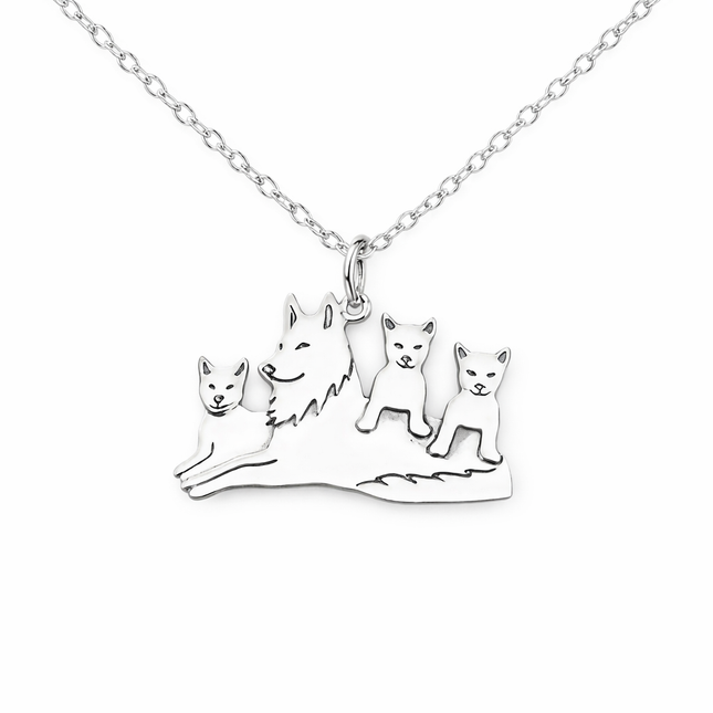 Mama Wolf Necklace – Sterling Silver Wolf Pack Charm for Strong Moms