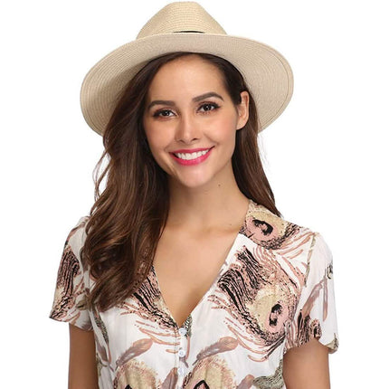 Women Wide Brim Straw Panama Roll up Hat